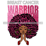 Afro Woman Praying Breast Cancer Warrior SVG Layered Files For Silhouette Cricut And More!