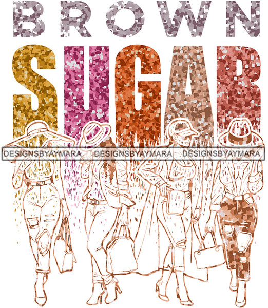 Brown Sugar Melanin Woman Sparkles African American Female Nubian Designs For T-Shirts Sublimation Print Cut Cutting SVG PNG JPG Vector Files