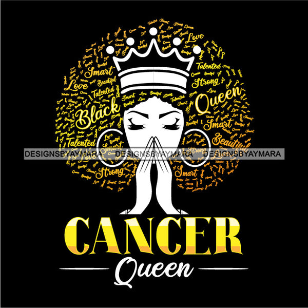 Cancer Queen Calendar Afro Woman Melanin Popping Nubian Black Girl Magic SVG Cutting Files For Silhouette Cricut and More