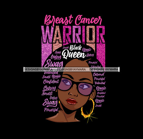 Afro Lola Breast Cancer Warrior Survivor Black Girl Magic Melanin Popping Hipster Girl SVG JPG PNG Layered Cutting Files For Silhouette Cricut and More