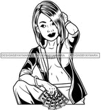 Caucasian Hustle Woman Money Maker One Hundred Dollar Bill Successful Woman Hipster Girl Magic SVG Cutting Files For Silhouette Cricut