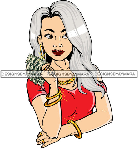 Caucasian Hustle Woman Money Maker One Hundred Dollar Bill Successful Woman Hipster Girl Magic SVG Cutting Files For Silhouette Cricut