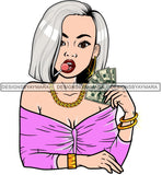 Caucasian Hustle Woman Money Maker One Hundred Dollar Bill Successful Woman Hipster Girl Magic SVG Cutting Files For Silhouette Cricut