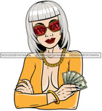 Caucasian Hustle Woman Money Maker One Hundred Dollar Bill Successful Woman Hipster Girl Magic SVG Cutting Files For Silhouette Cricut