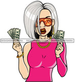 Caucasian Hustle Woman Money Maker One Hundred Dollar Bill Successful Woman Hipster Girl Magic SVG Cutting Files For Silhouette Cricut