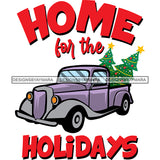 Home For The Holiday Antique Purple Truck Retro Classic Christmas Tree SVG Cutting Files For Silhouette Cricut
