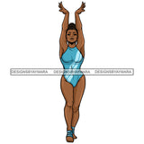 Melanin Woman Gymnastic Strong Athlete Poses Stage Beautiful Lady SVG PNG JPG Cut Files For Silhouette Cricut and More!
