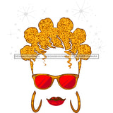 Gold Bantu Knots Red Lips Red Sunglasses  SVG JPG PNG Vector Clipart Cricut Silhouette Cut Cutting1