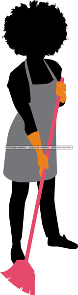 Cleaning Service Company Logo Woman Housekeeping Worker Housekeeper Maid SVG Cut File For Silhouette and Cricut