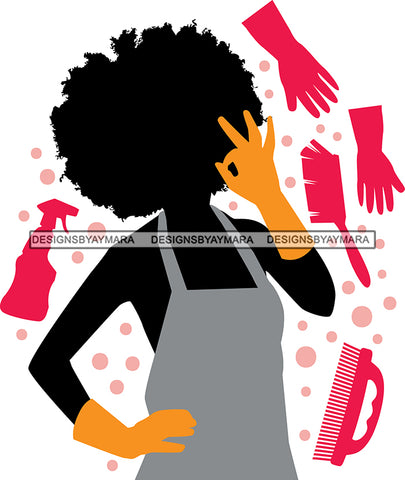 Cleaning Service Company Logo Woman Housekeeping Worker Housekeeper Maid SVG Cut File For Silhouette and Cricut