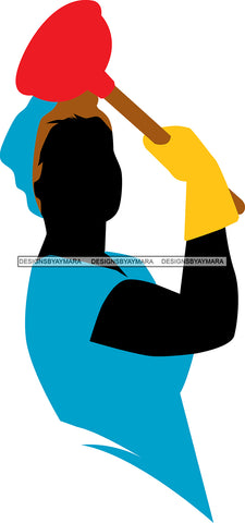 Cleaning Service Company Logo Woman Housekeeping Worker Housekeeper Maid SVG Cut File For Silhouette and Cricut