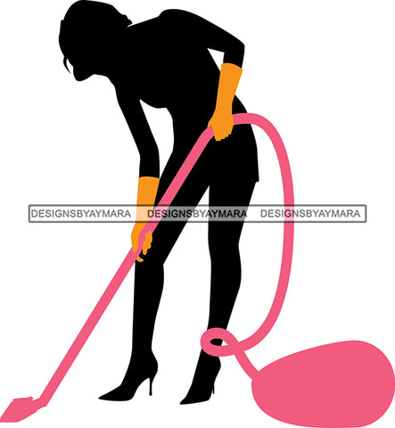 Cleaning Service Company Logo Woman Housekeeping Worker Housekeeper Maid SVG Cut File For Silhouette and Cricut