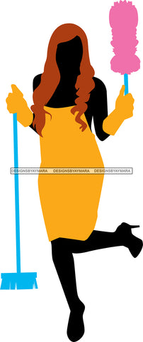 Cleaning Service Company Logo Woman Housekeeping Worker Housekeeper Maid SVG Cut File For Silhouette and Cricut