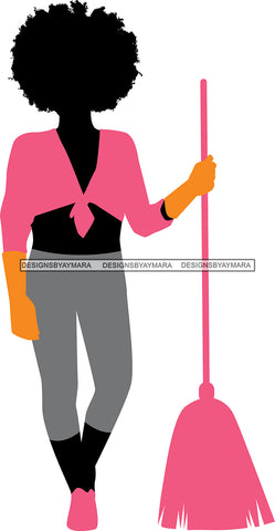 Cleaning Service Company Logo Woman Housekeeping Worker Housekeeper Maid SVG Cut File For Silhouette and Cricut