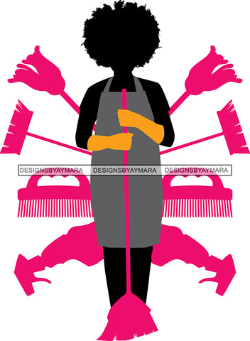 Cleaning Service Company Logo Woman Housekeeping Worker Housekeeper Maid SVG Cut File For Silhouette and Cricut
