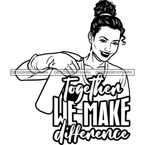 Afro Woman Cleaning Life Quotes Maid Housekeeper Bamboo Earrings Apron Bun Hairstyle B/W SVG JPG PNG Cutting Files For Silhouette and Cricut