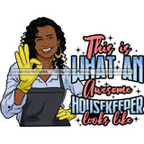 Afro Woman Cleaning Life Quotes Maid Housekeeper Bamboo Earrings Gloves Apron Curly Hairstyle SVG JPG PNG Cutting Files For Silhouette and Cricut
