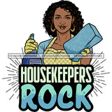Afro Woman Cleaning Life Quotes Maid Housekeeper Bamboo Earrings Apron Curly Hairstyle SVG JPG PNG Cutting Files For Silhouette and Cricut