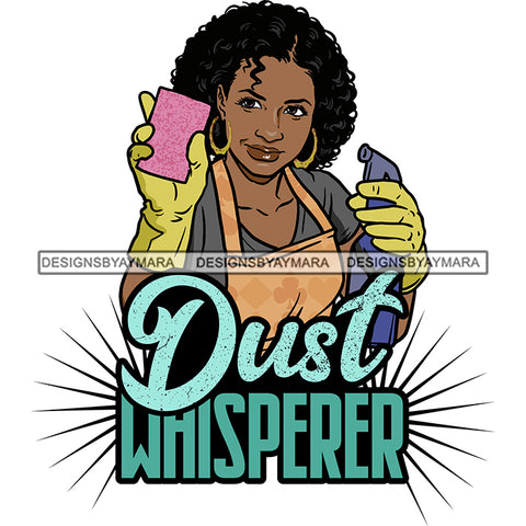 Afro Woman Cleaning Holding Bucket Life Quotes Maid Housekeeper Bamboo Earrings Gloves Apron Sponge Curly Hairstyle SVG JPG PNG Cutting Files For Silhouette and Cricut
