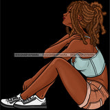Black Woman Long Locs Dreads Hair In Jean Shorts JPG PNG  Clipart Cricut Silhouette Cut Cutting