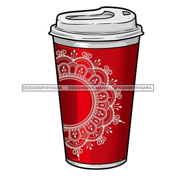 Red Coffee Cup With White Lid JPG PNG  Clipart Cricut Silhouette Cut Cutting