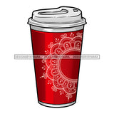 Red Designer Coffee Cup  JPG PNG  Clipart Cricut Silhouette Cut Cutting