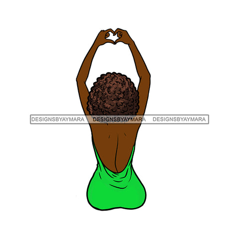 Black Woman In  Lime Green Gown Showing Love Hearts Peace  JPG PNG  Clipart Cricut Silhouette Cut Cutting
