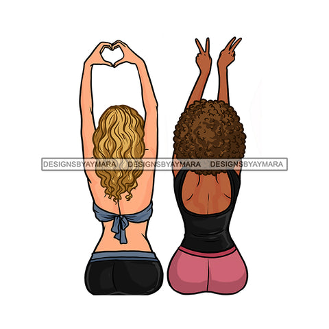 2 Women Showing Love Hearts Peace  JPG PNG  Clipart Cricut Silhouette Cut Cutting