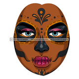 Brown Sugar Skull Face Only Dead Gold Flowers And Butterflies Pink Earrings  JPG PNG  Clipart Cricut Silhouette Cut Cutting