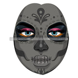 Gray Sugar Skull Face Only Dead Gold Flowers And Butterflies Pink Earrings  JPG PNG  Clipart Cricut Silhouette Cut Cutting