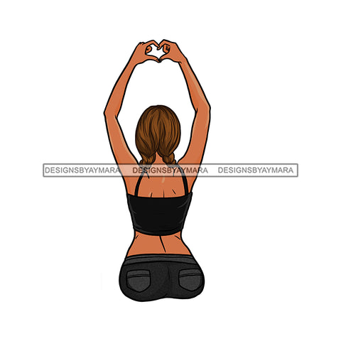 Woman In Black Showing Love Hearts Peace  JPG PNG  Clipart Cricut Silhouette Cut Cutting