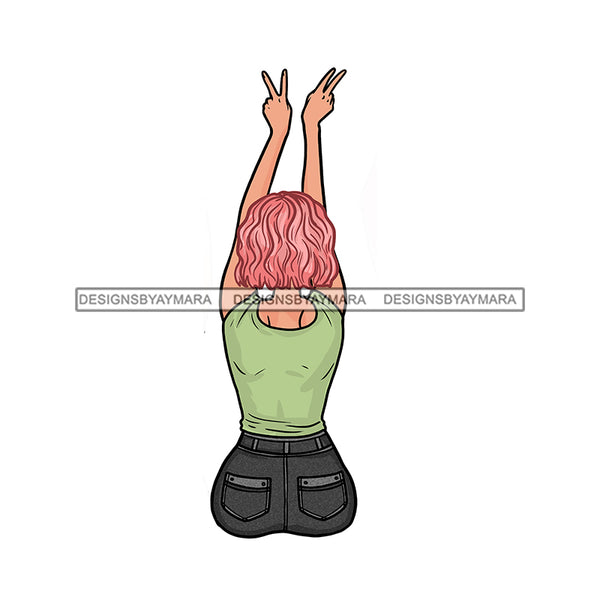 Woman In Green And Black Showing Love Hearts Peace  JPG PNG  Clipart Cricut Silhouette Cut Cutting