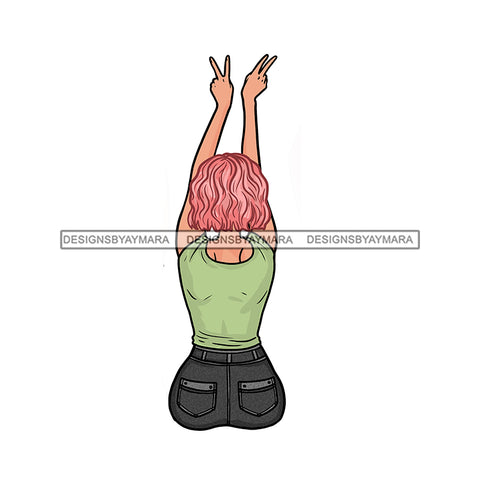 Woman In Green And Black Showing Love Hearts Peace  JPG PNG  Clipart Cricut Silhouette Cut Cutting