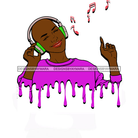 Dripping Young Lady Woman Love Listening To Music Headphones In Purple  JPG PNG  Clipart Cricut Silhouette Cut Cutting