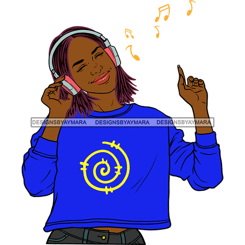 Young Lady Woman Love Listening To Music Headphones In Red JPG PNG  Clipart Cricut Silhouette Cut Cutting