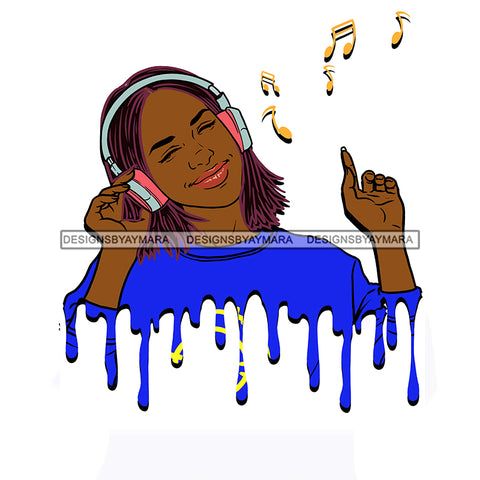 Dripping Young Lady Woman Love Listening To Music Headphones In Red JPG PNG  Clipart Cricut Silhouette Cut Cutting