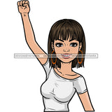 White Caucasian Woman Holding Fist Up Power JPG PNG  Clipart Cricut Silhouette Cut Cutting