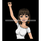 White Caucasian Woman Holding Fist Up Power JPG PNG  Clipart Cricut Silhouette Cut Cutting