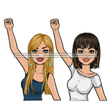 2 Women Holding Fist Up Power JPG PNG  Clipart Cricut Silhouette Cut Cutting