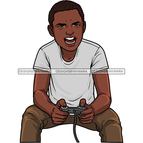 Gamer Black Boy Young Man Gaming  JPG PNG  Clipart Cricut Silhouette Cut Cutting