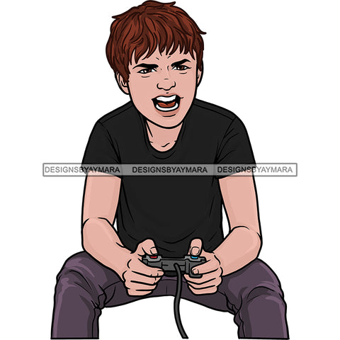 Gamer White Boy Young Man Gaming  JPG PNG  Clipart Cricut Silhouette Cut Cutting