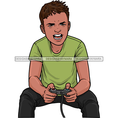 Gamer White Boy Young Man Gaming  JPG PNG  Clipart Cricut Silhouette Cut Cutting