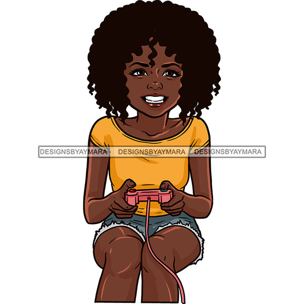 Gamer Black Girl Gaming  JPG PNG  Clipart Cricut Silhouette Cut Cutting