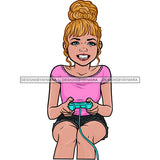 Gamer Blonde White Girl Gaming  JPG PNG  Clipart Cricut Silhouette Cut Cutting