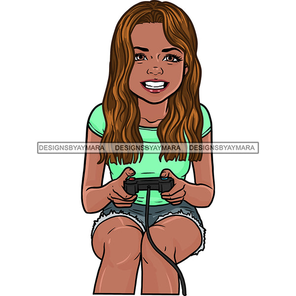 Gamer White Girl Gaming  JPG PNG  Clipart Cricut Silhouette Cut Cutting