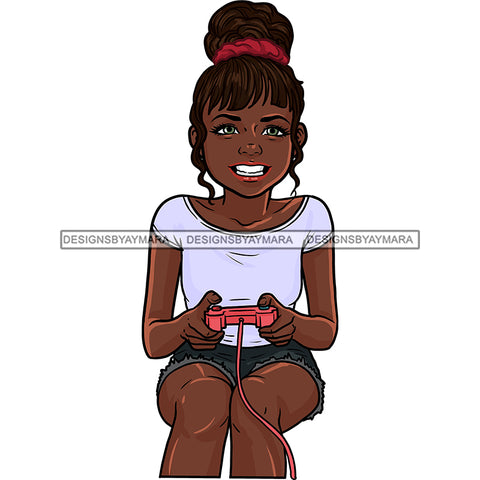 Gamer Black Girl Gaming  JPG PNG  Clipart Cricut Silhouette Cut Cutting