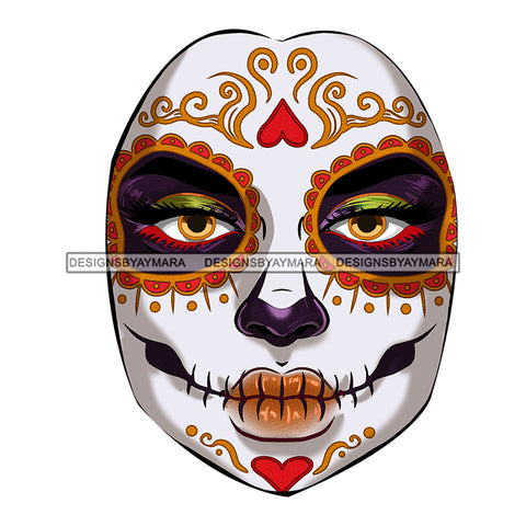 Sugar Skull Art Face Only JPG PNG  Clipart Cricut Silhouette Cut Cutting