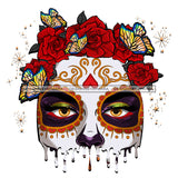 Sugar Skull Art Face Only With Red Flower Headpiece Dripping JPG PNG  Clipart Cricut Silhouette Cut Cutting
