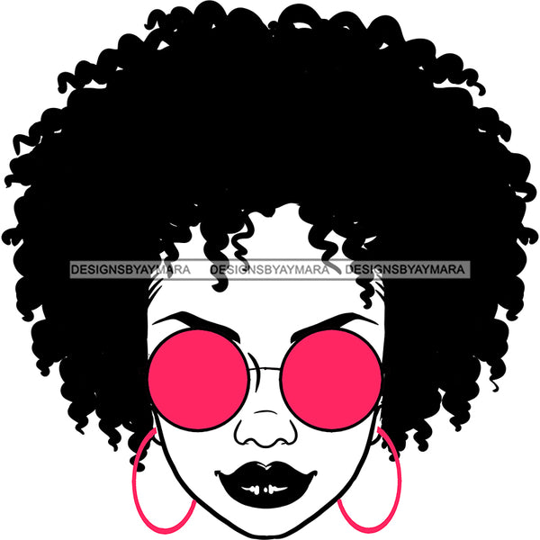 Black Woman  Black Lips In Black And White Pink Earrings JPG PNG  Clipart Cricut Silhouette Cut Cutting