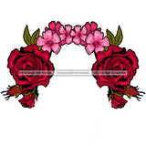 Red Roses And Pink Flower Headpiece Only JPG PNG  Clipart Cricut Silhouette Cut Cutting